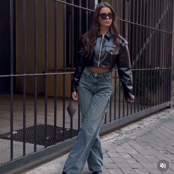 Zara TRF WIDE LEG BUCKLE JEANS - Picture 13 of 16